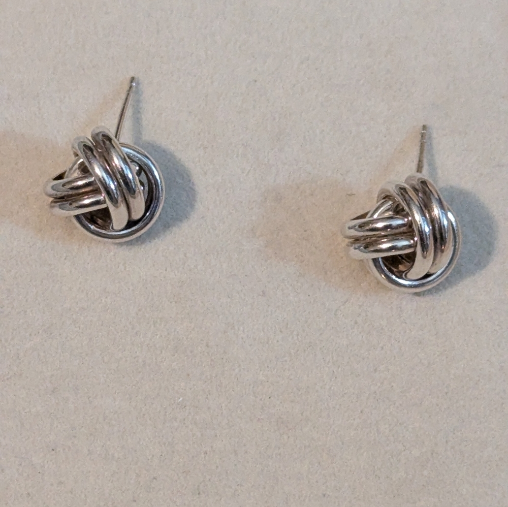 Source Unknown Silver Knot Earrings - image 2